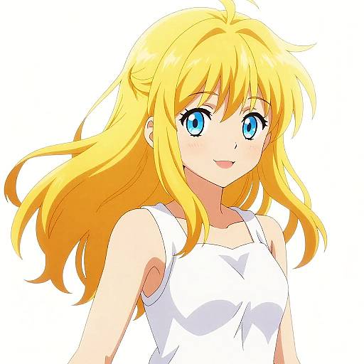 Vivid Anime Portrait of Flaxen Woman