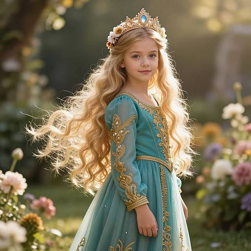 Enchanted Blonde Princess in Garden