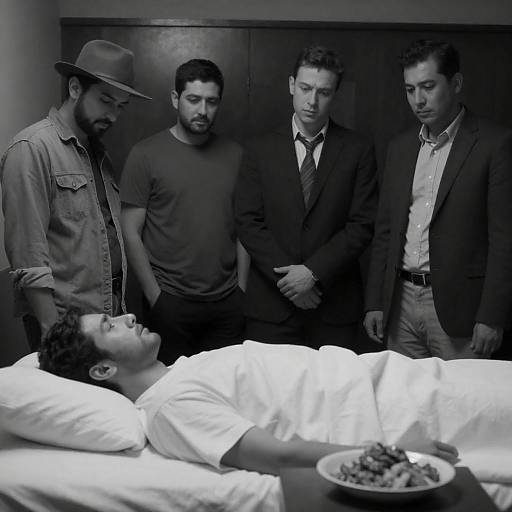 Intense Scene in a Dimly Lit Room