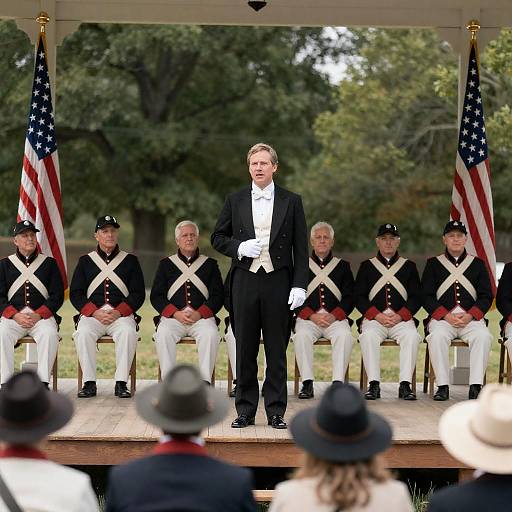 Civil War reenactment on a sunny stage