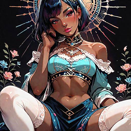 Elegant Dark Skin Portrait Sitting Pose