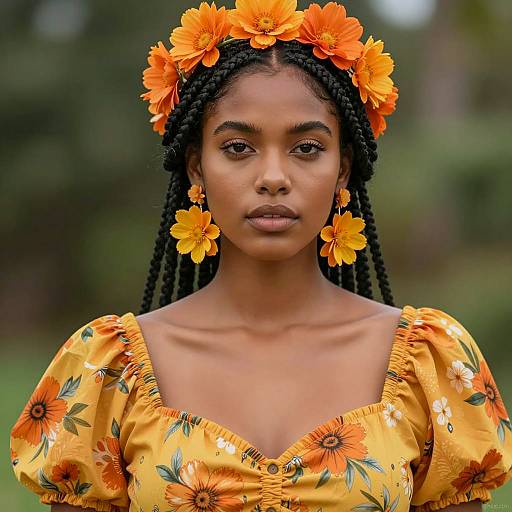 Vibrant Floral Portrait of a Woman