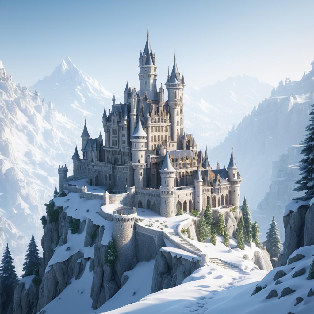 Snowy Mountain Castle Concept Art