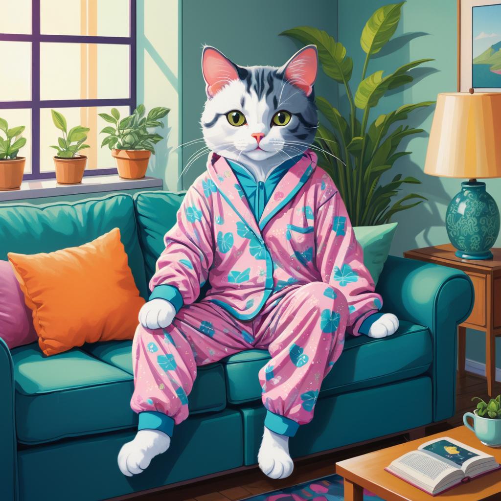 Vibrant Ecchi Art of Pajama Cat