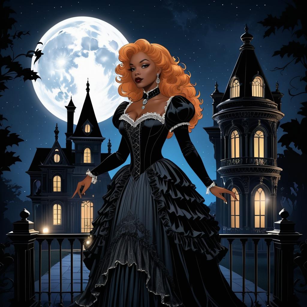 Haunted Mansion with Sensuous Victorian Woman