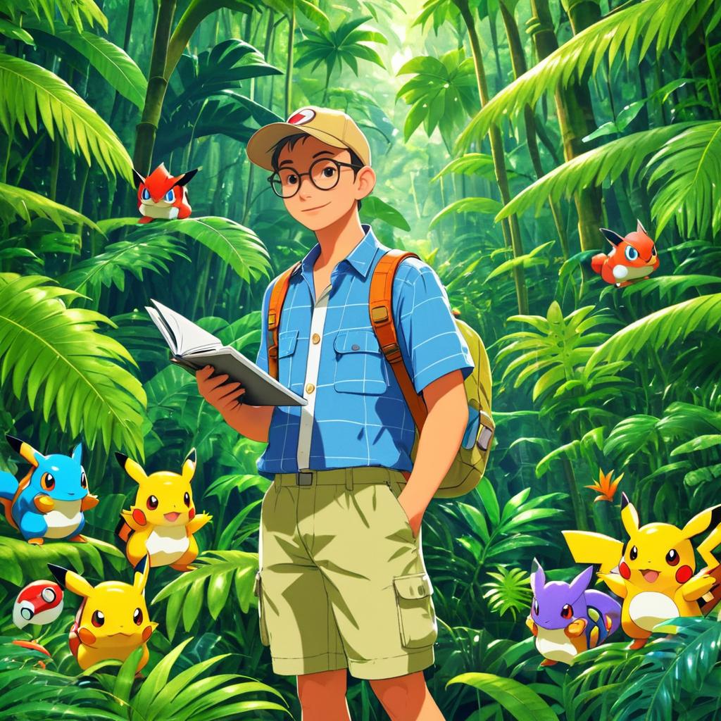 Vibrant Pokémon Researcher in Jungle