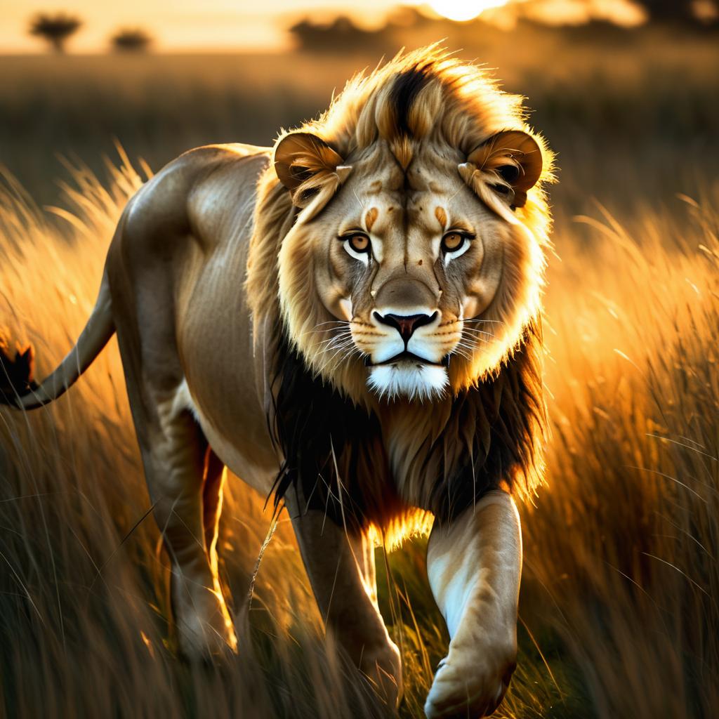 Fierce Lioness in Cinematic Savannah Setting