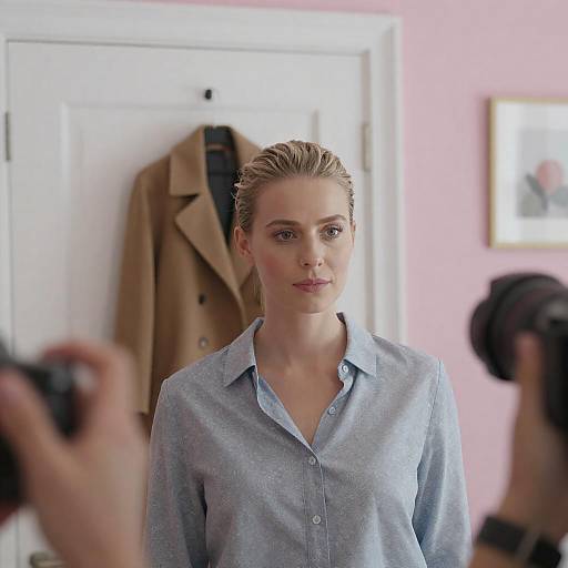 Stylish Blonde Woman in Soft Light