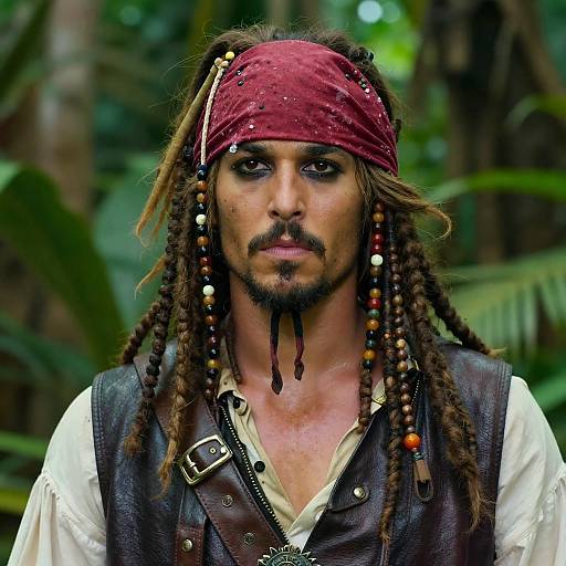 Portrait of Man Dressed as Pirate in Jungle