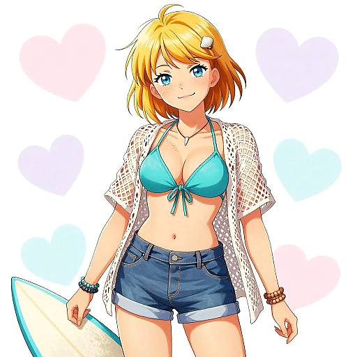 Sun-Kissed Anime Surfer Girl