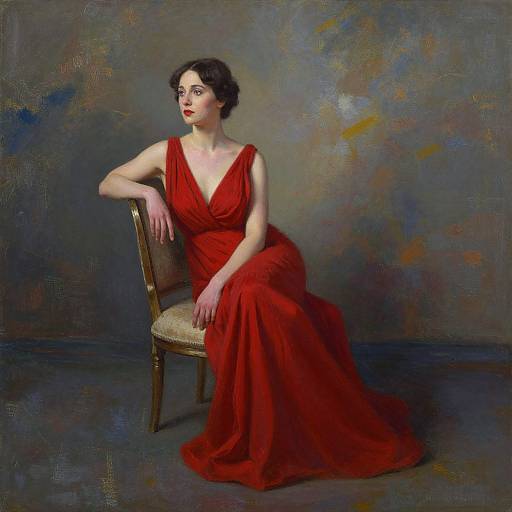 Elegant Woman in Red Gown