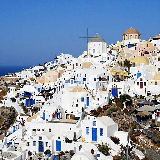 Colorful Greek Hillside Village
