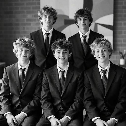 Teenage Boys in Stylish Pinstripe Suits