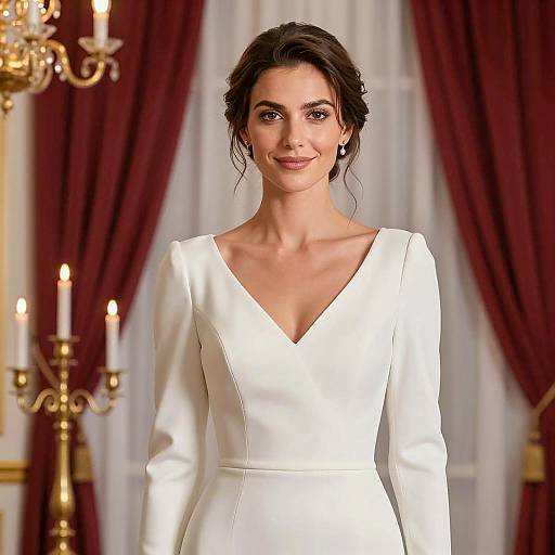 Woman in Elegant White Wedding Dress