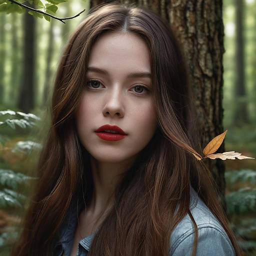 Photorealistic Girl in Forest Nature