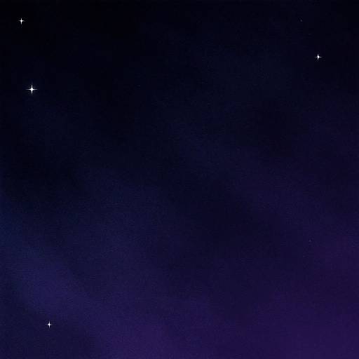 Photograph of a dark blue night sky with four small, bright white stars scattered across the upper left and right corners.