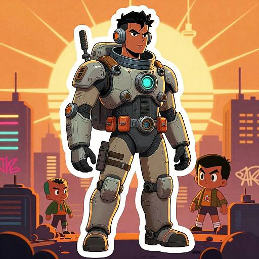 Retro Sci-Fi Dystopian Portrait Sticker