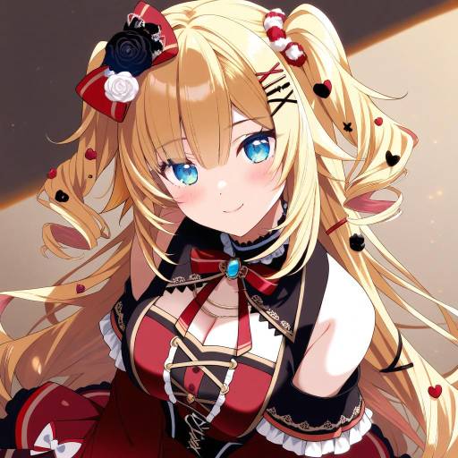 Illustration of Akai haato (gothic lolita), hololive in the style of Saeki hokuto