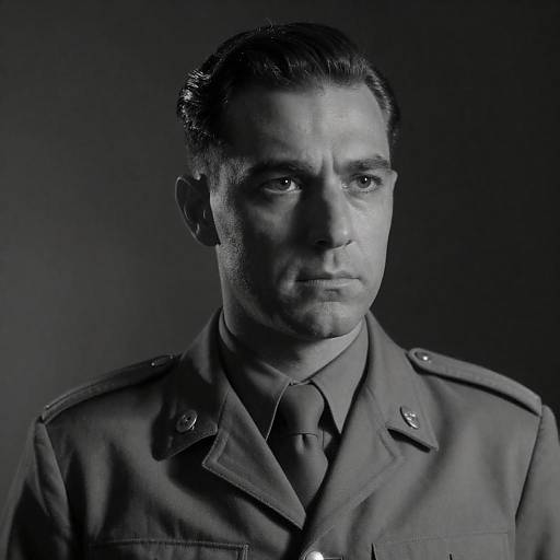 Stern Military Portrait in Black-and-White