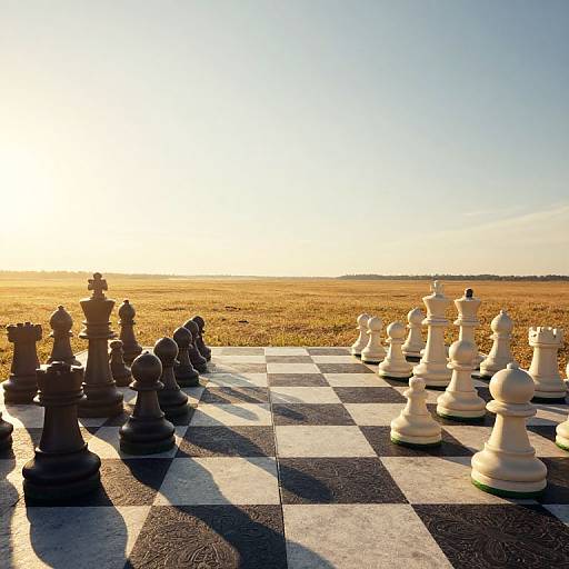 Colossal Chess Pieces at Sunrise
