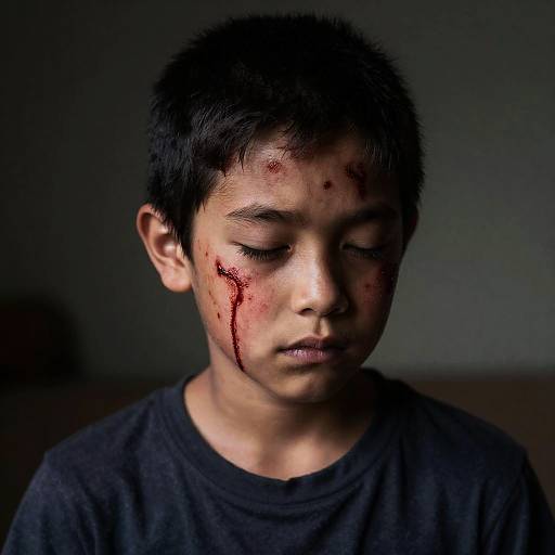 Somber Portrait of a Young Boy