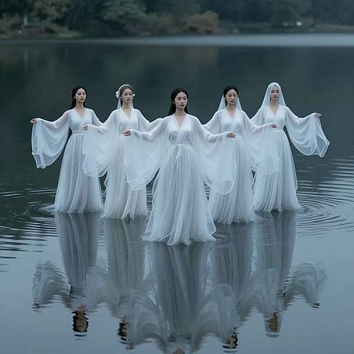 Ethereal Figures on Mirror Lake