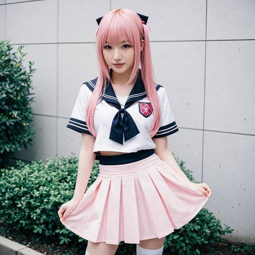 Edgy Iroha Cosplay with Pink Hair
