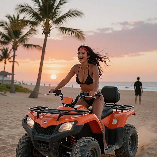 Joyful Rider on Sunset Beach Adventure
