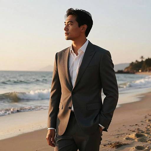 Man at Sunset, Elegant Contemplation