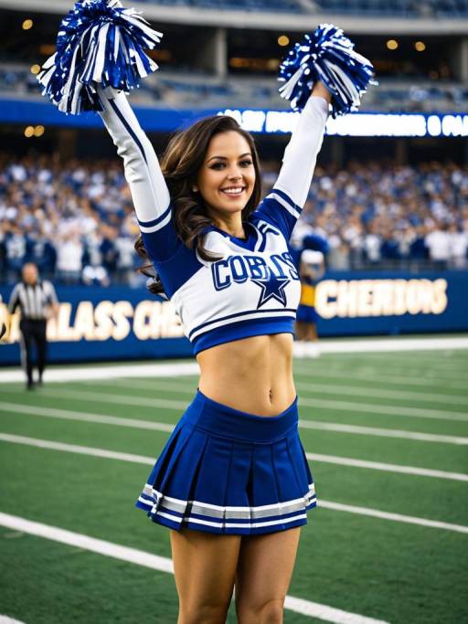 Dallas Cowboys Cheerleader on Football Field