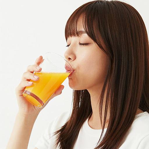 Young Asian Woman Drinking Orange Juice