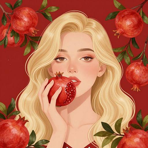 Blonde Woman with Pomegranate Art