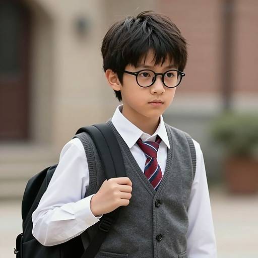 Young Gangster Boy with Backpack