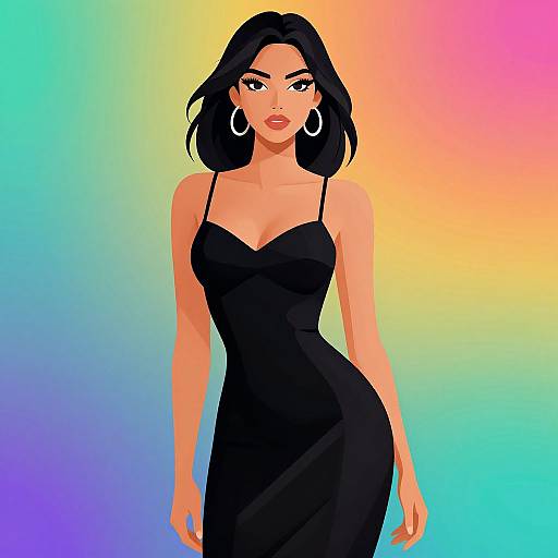 Elegant Woman in Black Dress