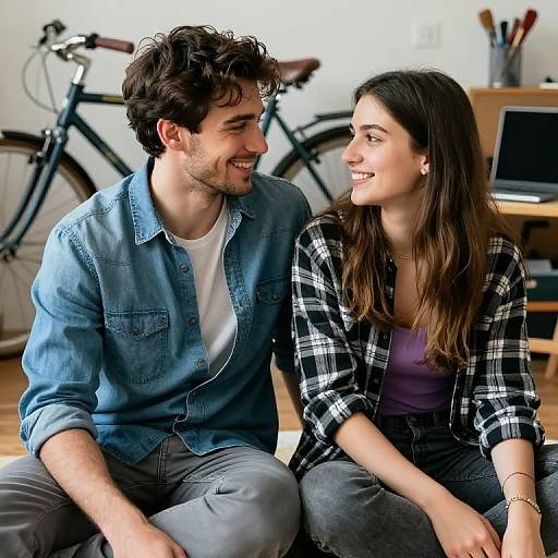 Cozy Portrait of Smiling Young Couple