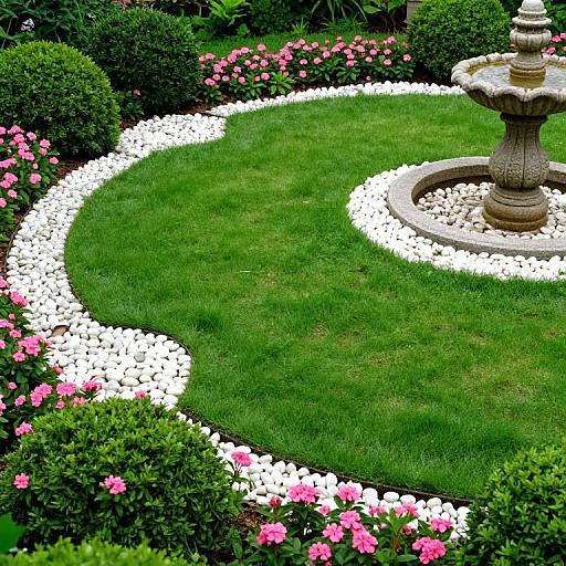 Serene Garden with Lawn and Fountain