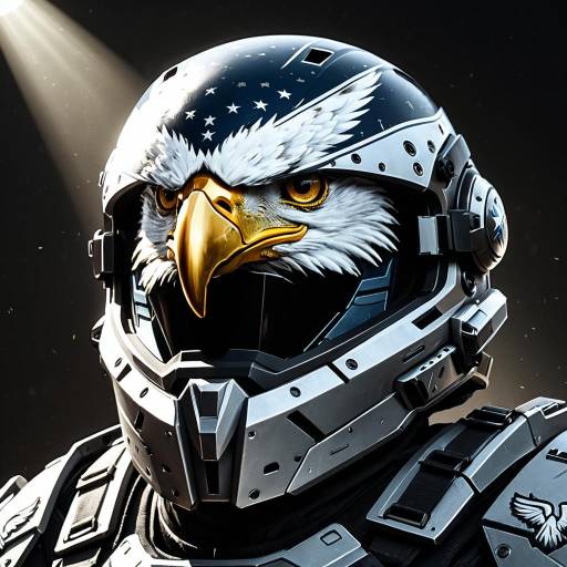 Futuristic American Eagle Helmet with Halo Armor