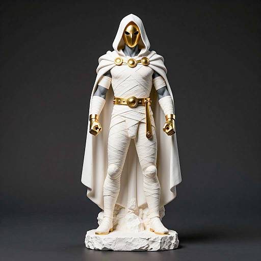 Mysterious Male Statue with Gold Accents