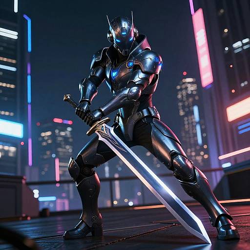 Futuristic Cyberpunk Swordsman Poses