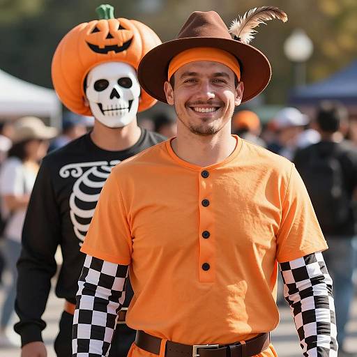 Whimsical Halloween Costume Duo in Action