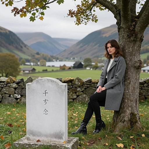 Serene Woman in Mountainous Landscape