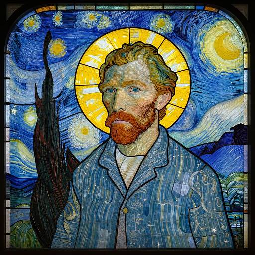 Van Gogh Style Stained Glass Man