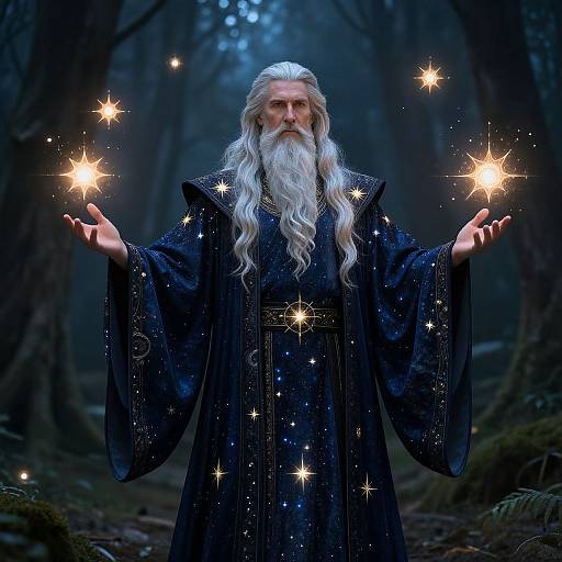 Mystical Wizard in Enchanted Forest