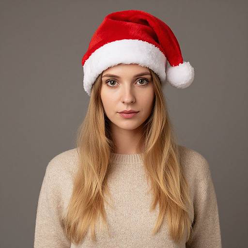 Blonde Woman in Santa Hat Sweater