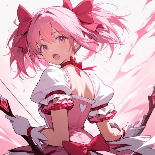 Anime Girl in Pink Magical Outfit with Bow