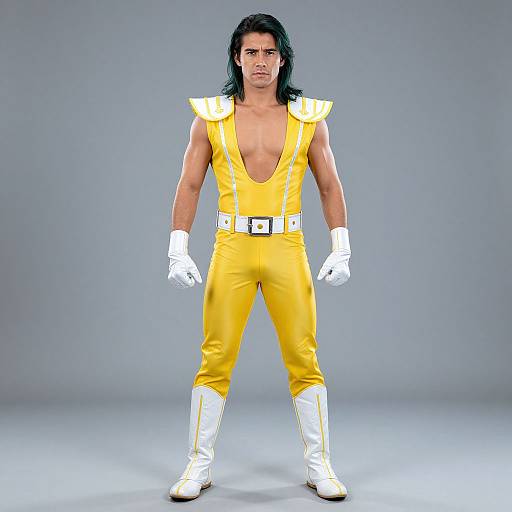 Adult Male Luchador in Yellow Costume