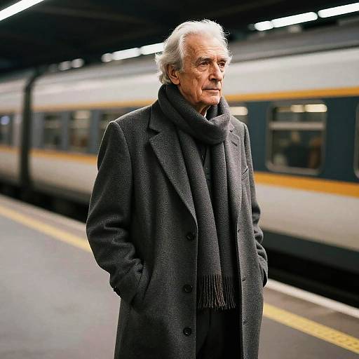 Elegant Elderly Man with Wavy Fringe