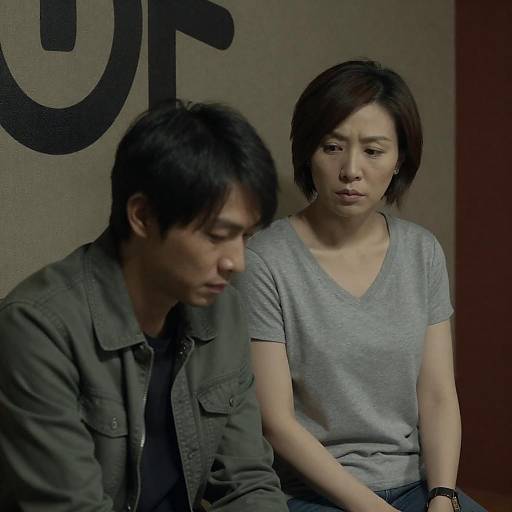 Serious Conversation Between Asian Man and Woman Indoors