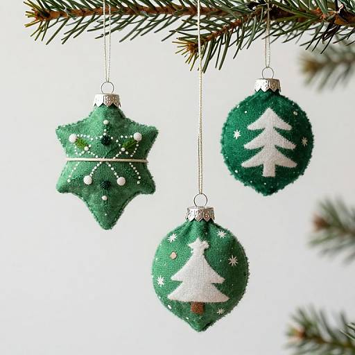 Green Fabric Christmas Tree Ornaments