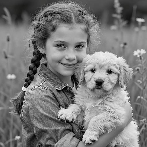 Charming Black and White Portrait of a Girl